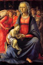 欧洲12-19世纪油画二_BOTTICELLI, Sandro - The Virgin with the child and five angels